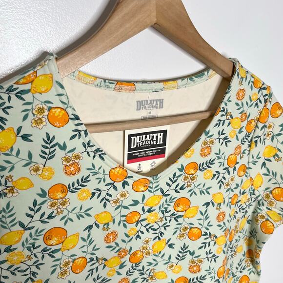 Duluth Trading Co NoGA Naturale Short Sleeve Dress Womens M Orange Print Pockets - Picture 5 of 12